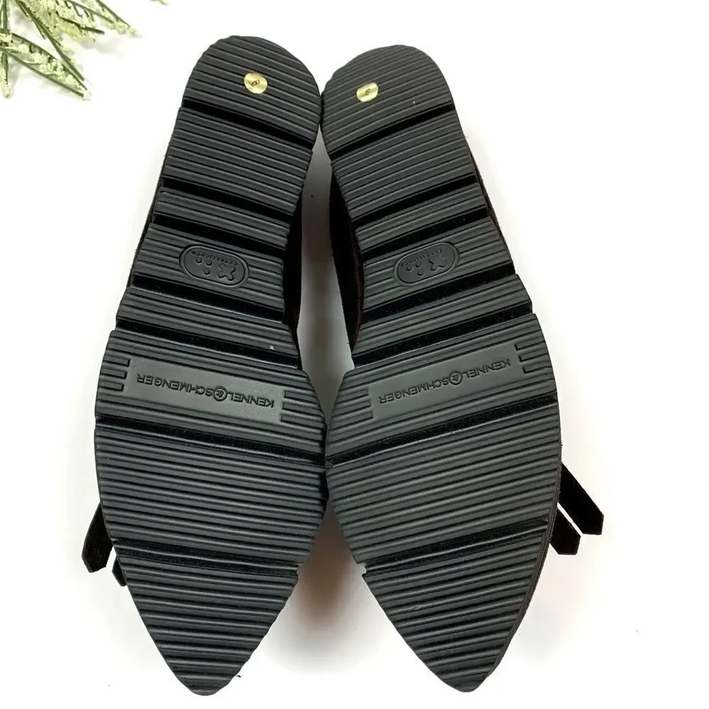 NWT Kennel & Schmenger Brown Suede Fringe Pointy Toe Flats